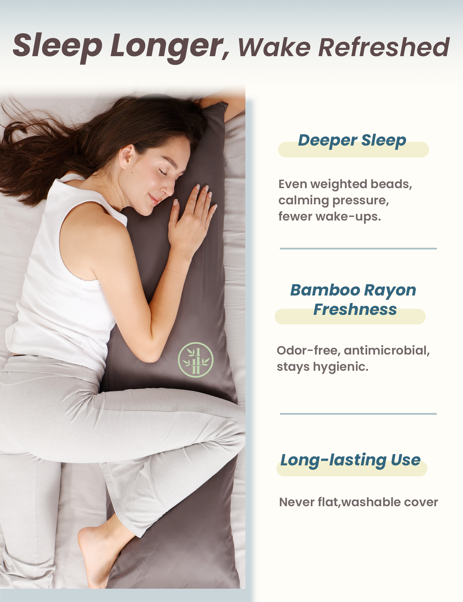 Bamboo Calm Weighted Body Pillow
