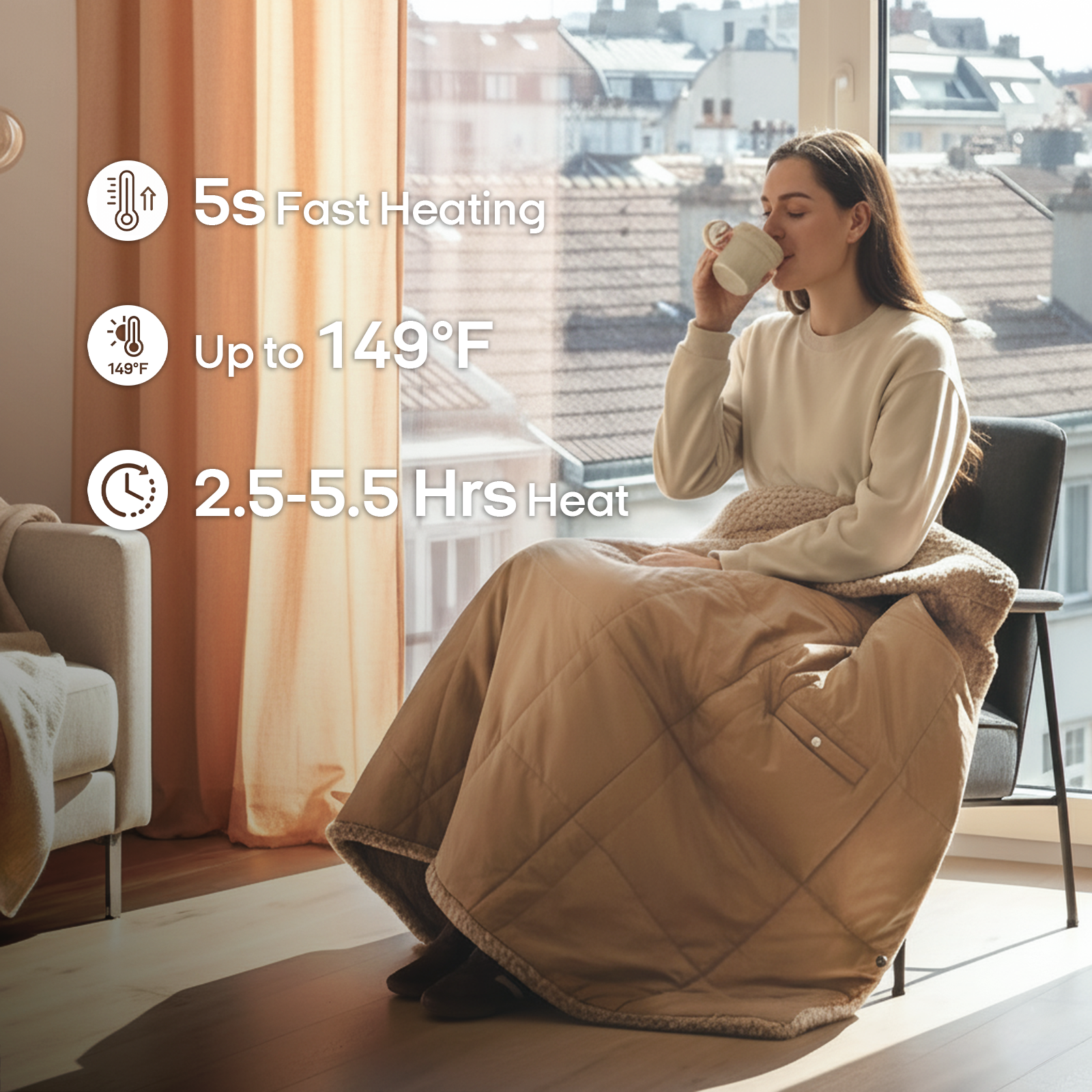 2-in-1 Cordless Wearable Heated Blanket