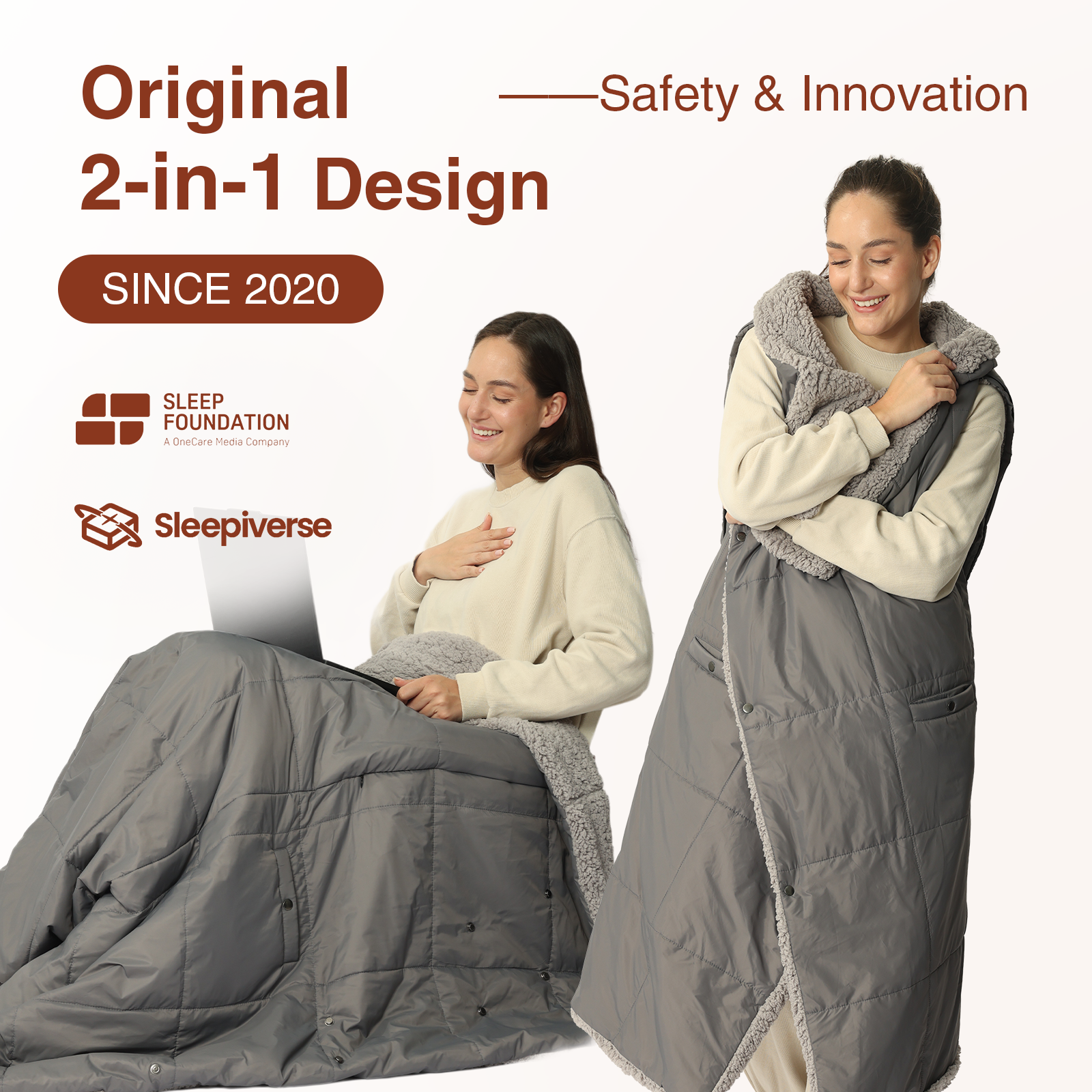 2-in-1 Cordless Wearable Heated Blanket